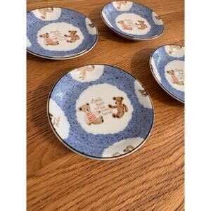 4 Vintage Teddy Bear Ceramic Plates - F BEARS